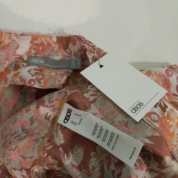 NWT | ASOS Floral Jacquard Cropped Blazer with Raw Edge Details | UK 12/US 8 - Picture 8 of 9